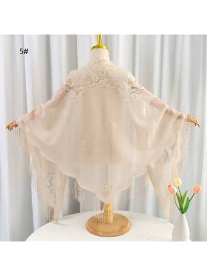 Wrap Me Up Lace Tassel Shawl