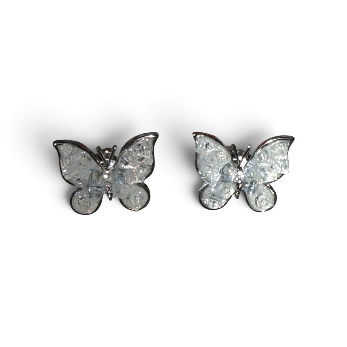 Icy Chrysalis Butterfly Earrings - Silver