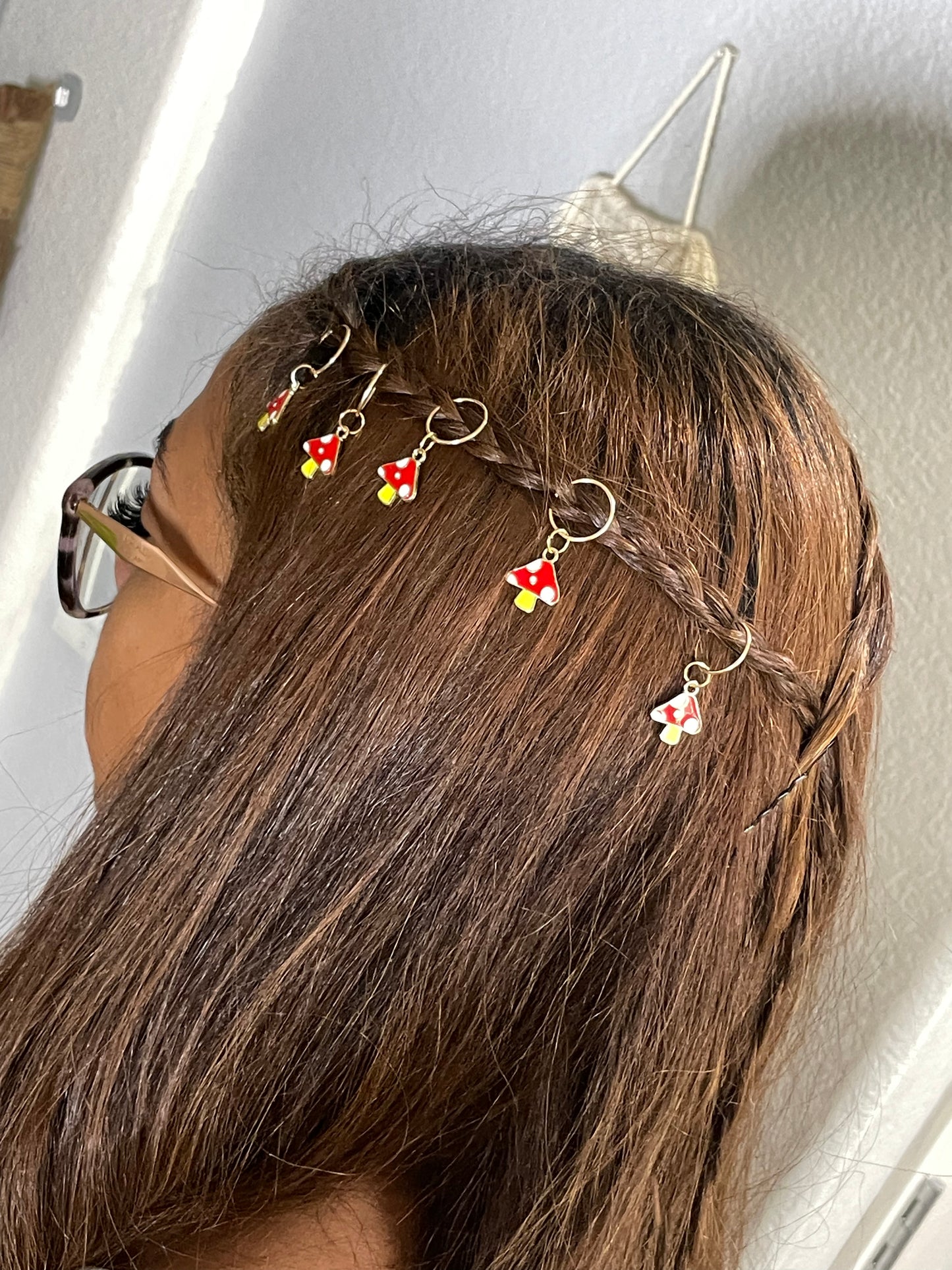 Anillo de pelo de moda con decoración de setas Fairycore para decoración del cabello, 5 piezas