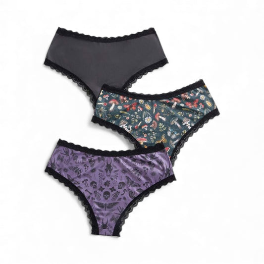 Goth Plus Skull/Mushroom Pantie 3pc Set