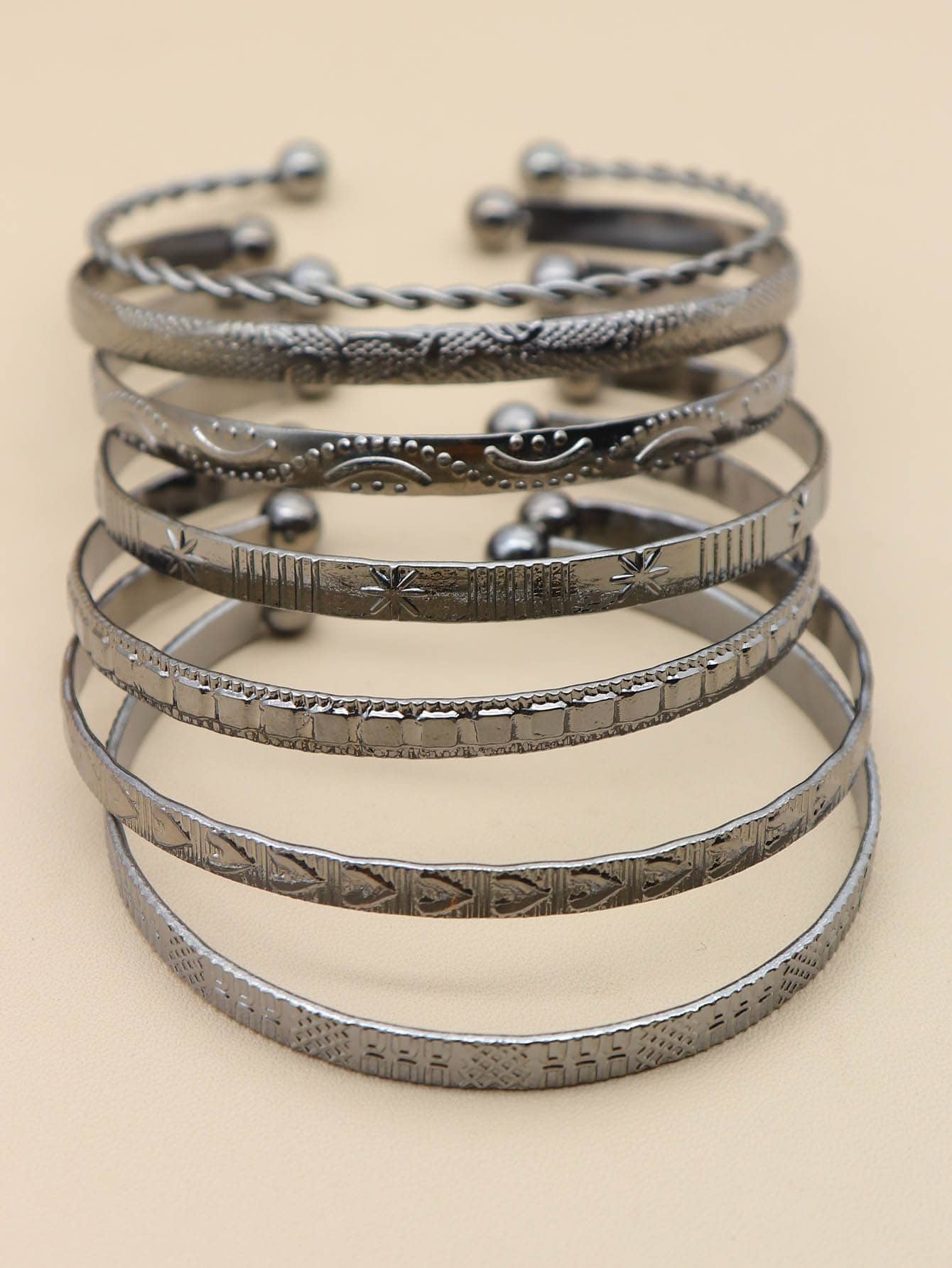 7 Piece Heart & Star Cuff Bangle
