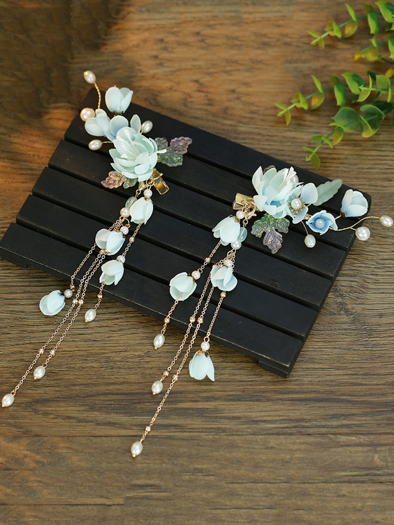 Fairycore - Pinza para el pelo con borlas de flores, 2 piezas