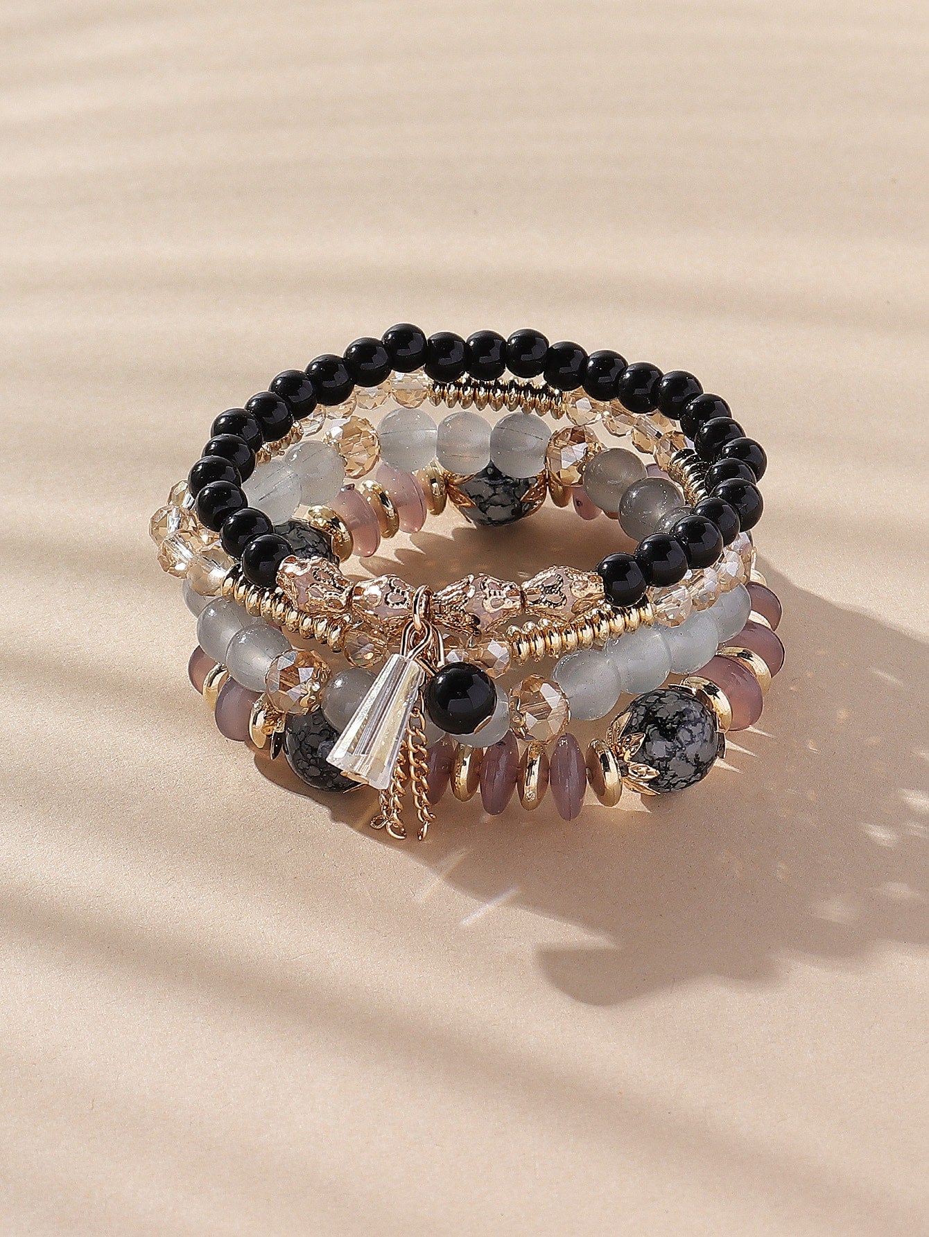 4 Piece set Tree Charm Beaded Bracelet