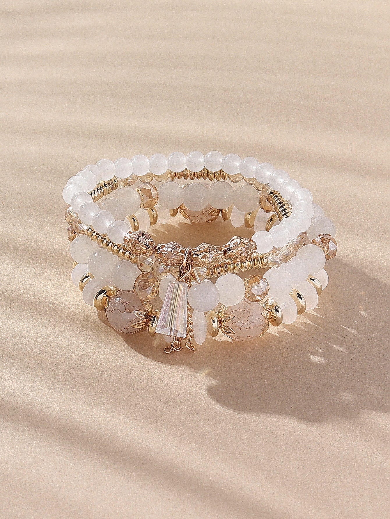 4 Piece set Tree Charm Beaded Bracelet