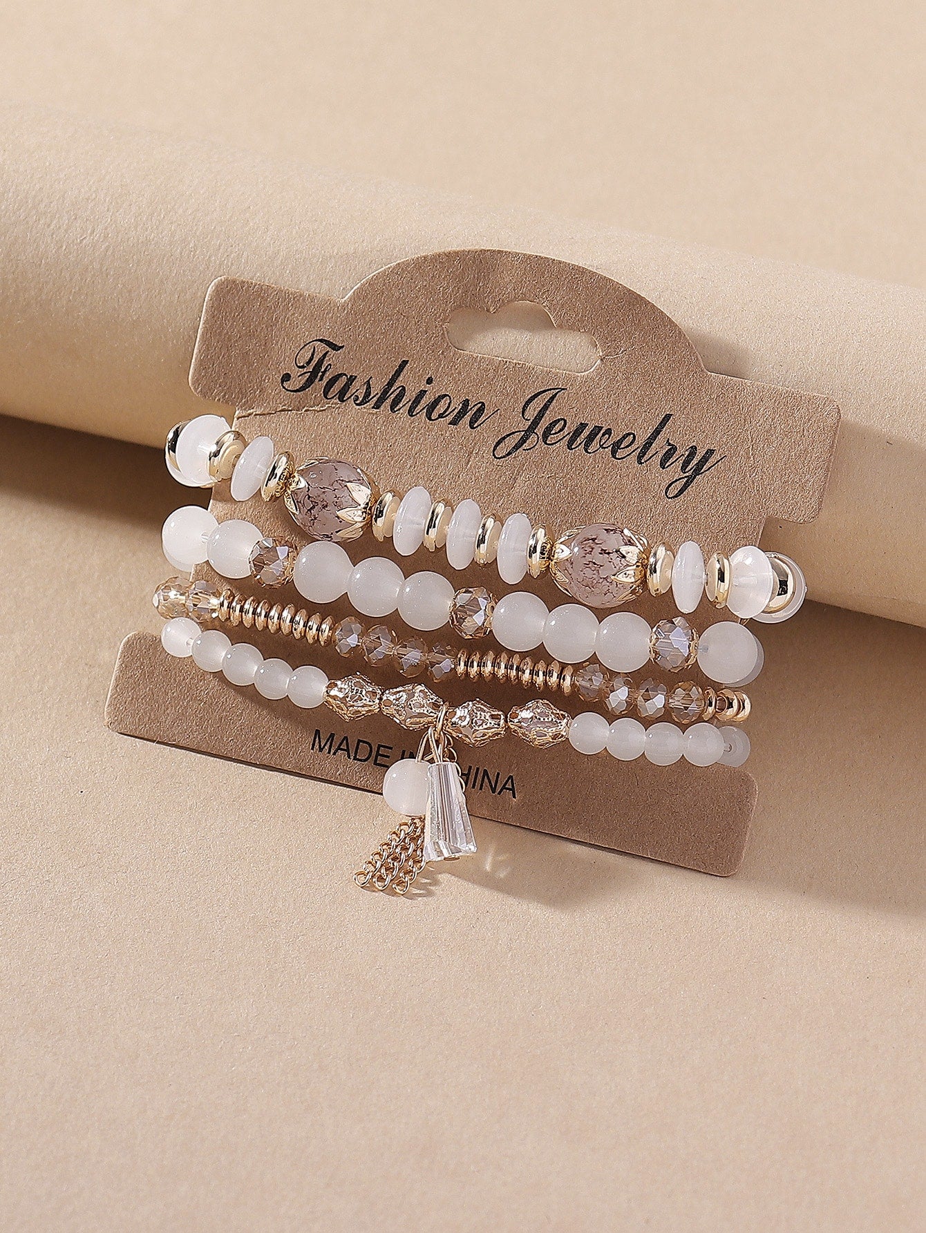 4 Piece set Tree Charm Beaded Bracelet