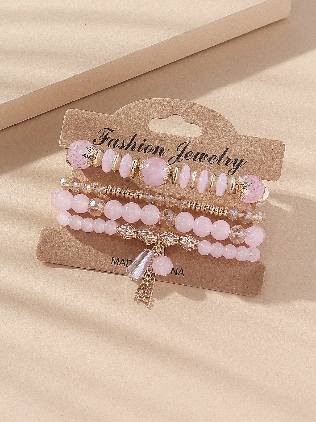 4 Piece set Tree Charm Beaded Bracelet
