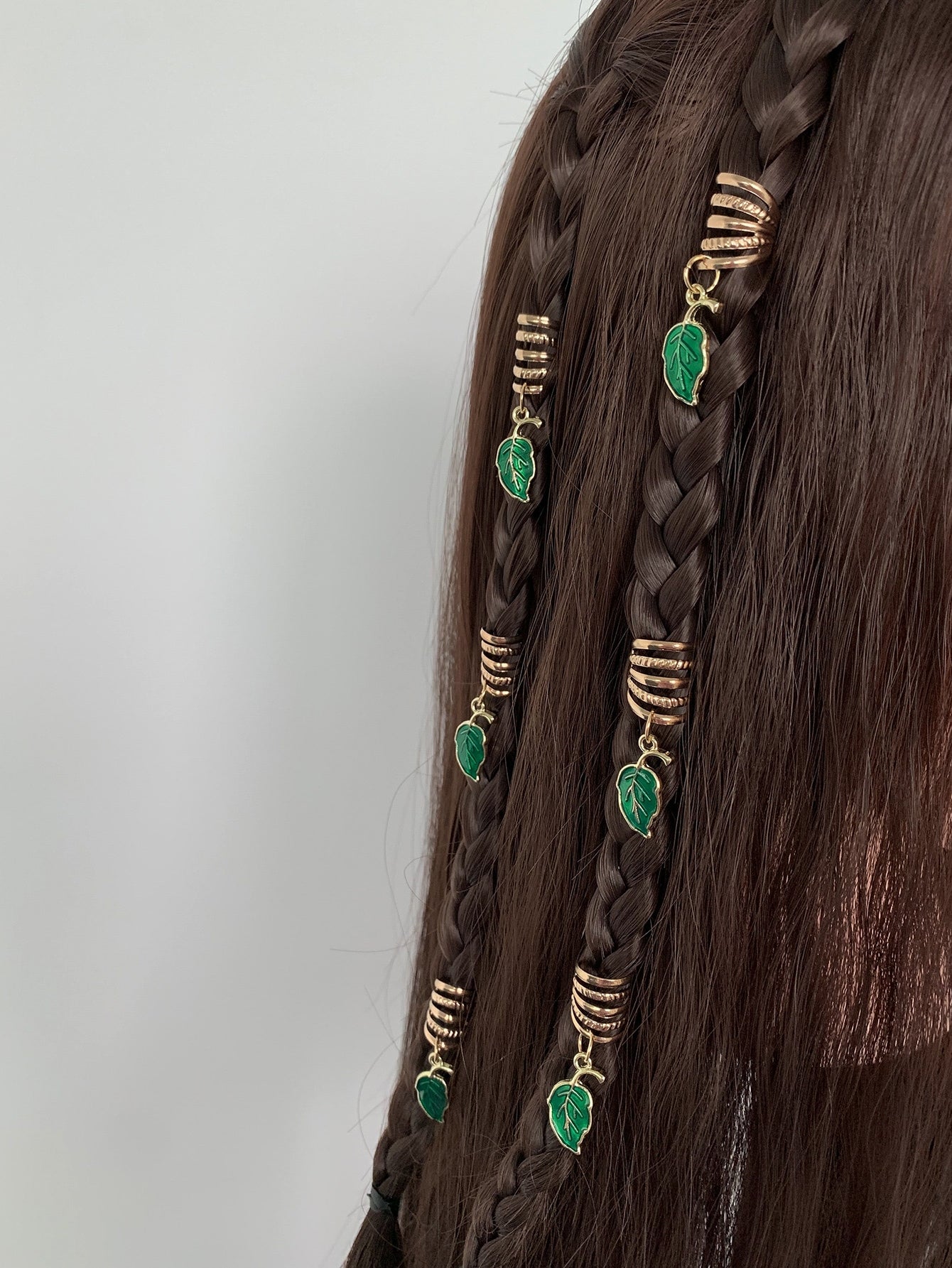Anillo para el cabello con dije de hoja de Fairycore, 6 piezas