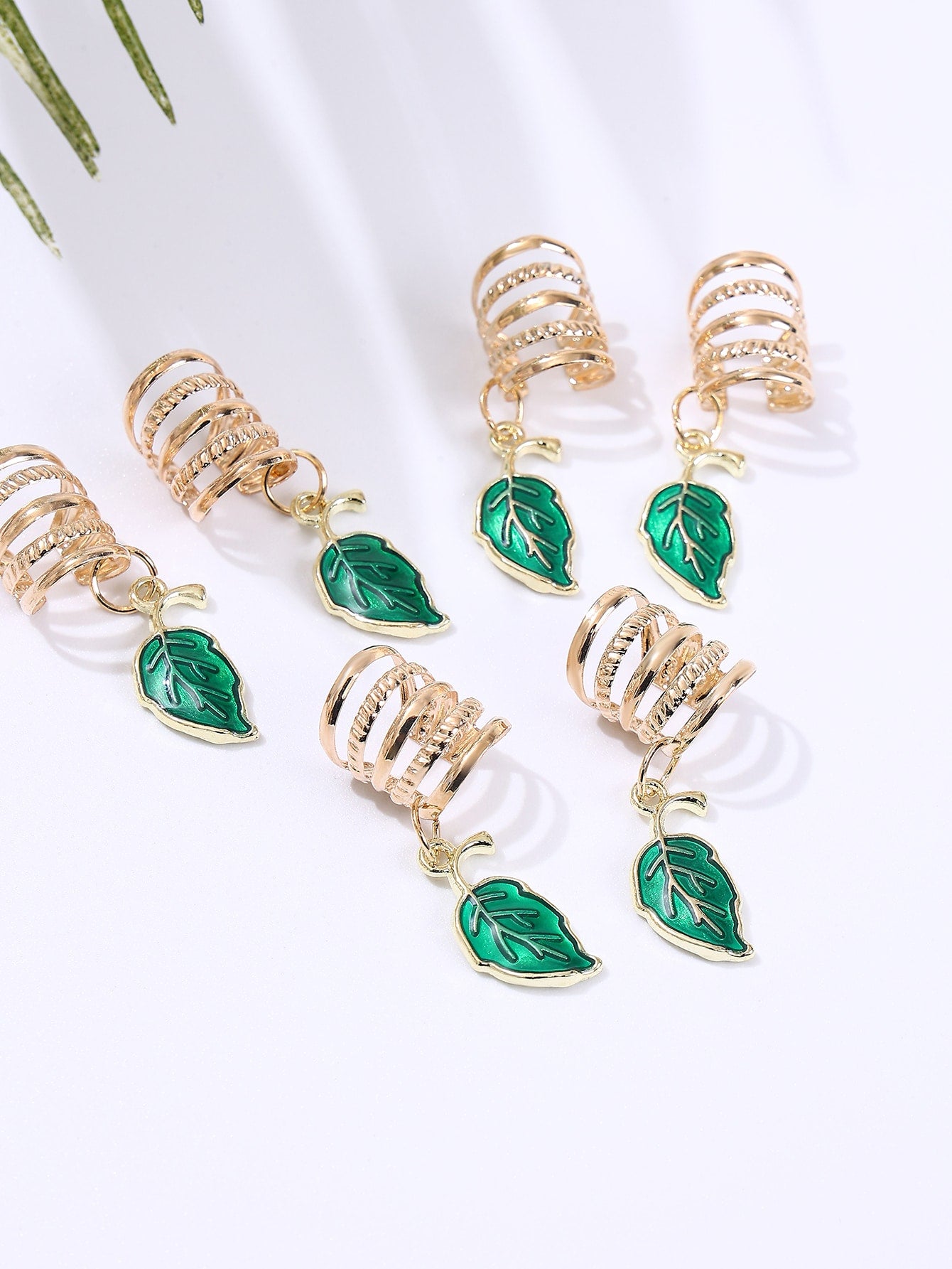 Anillo para el cabello con dije de hoja de Fairycore, 6 piezas