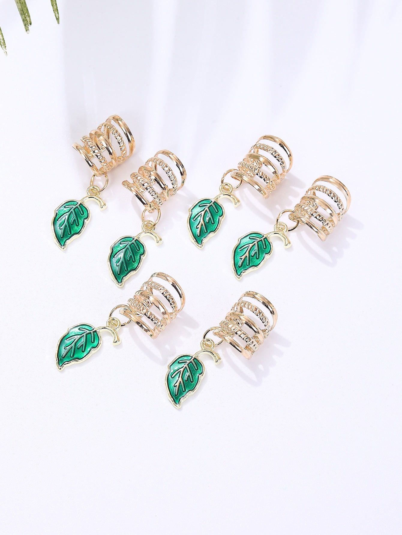 Anillo para el cabello con dije de hoja de Fairycore, 6 piezas