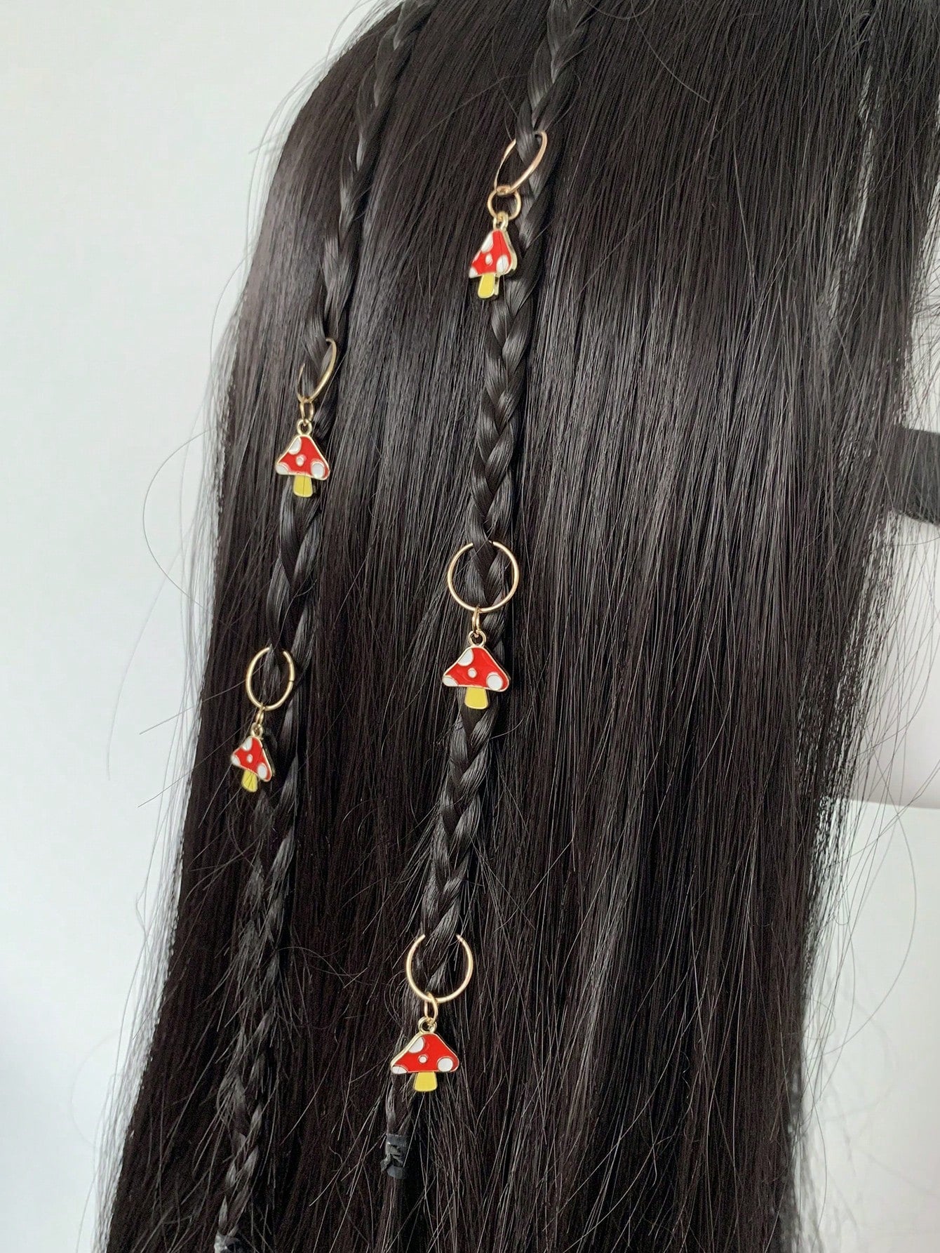 Anillo de pelo de moda con decoración de setas Fairycore para decoración del cabello, 5 piezas