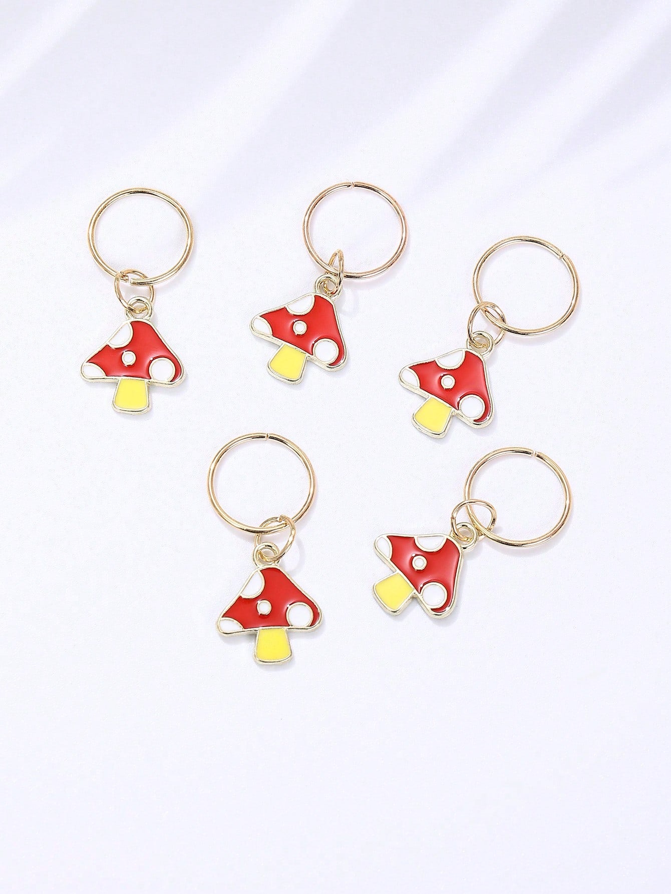 Anillo de pelo de moda con decoración de setas Fairycore para decoración del cabello, 5 piezas