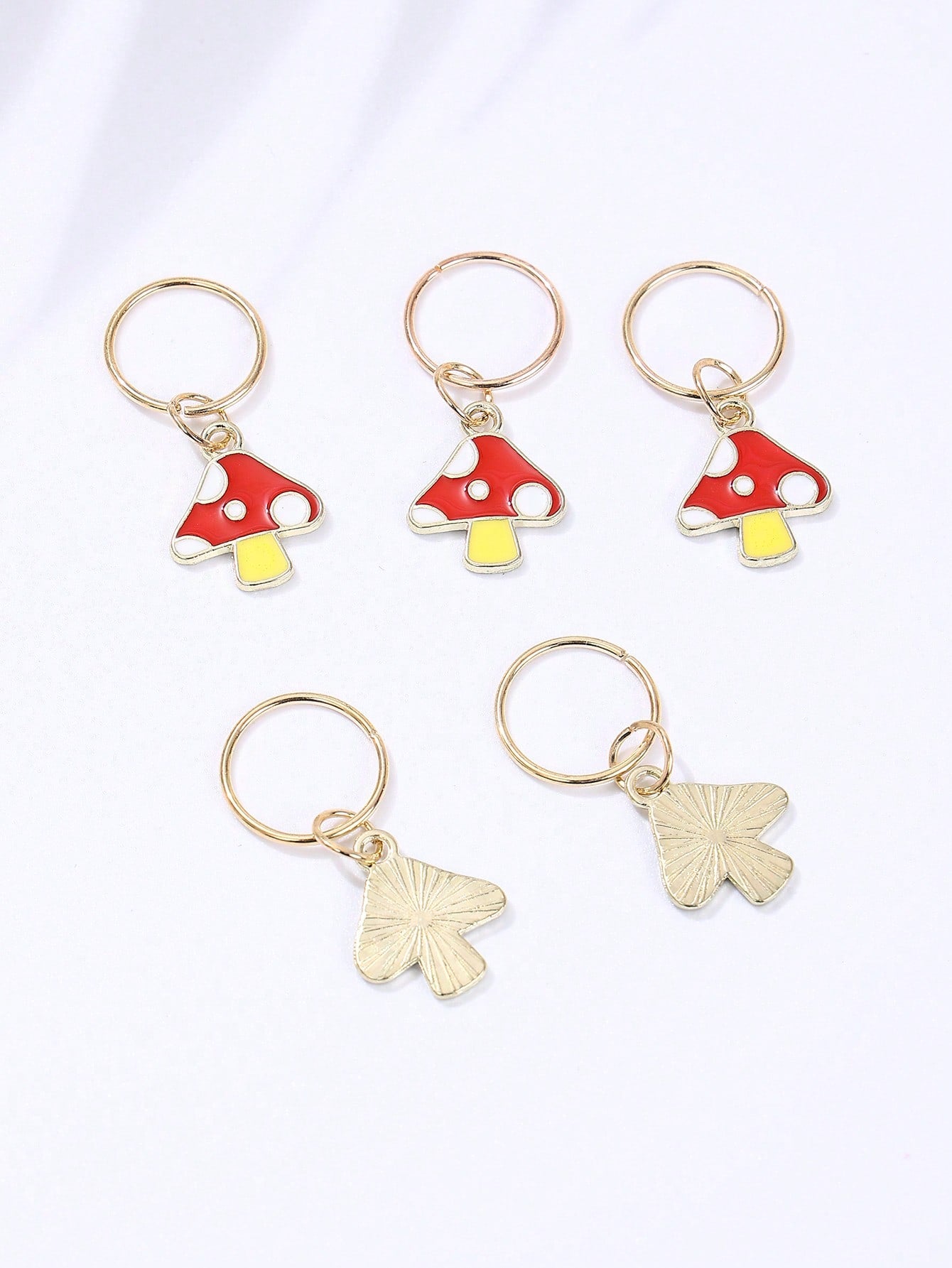 Anillo de pelo de moda con decoración de setas Fairycore para decoración del cabello, 5 piezas