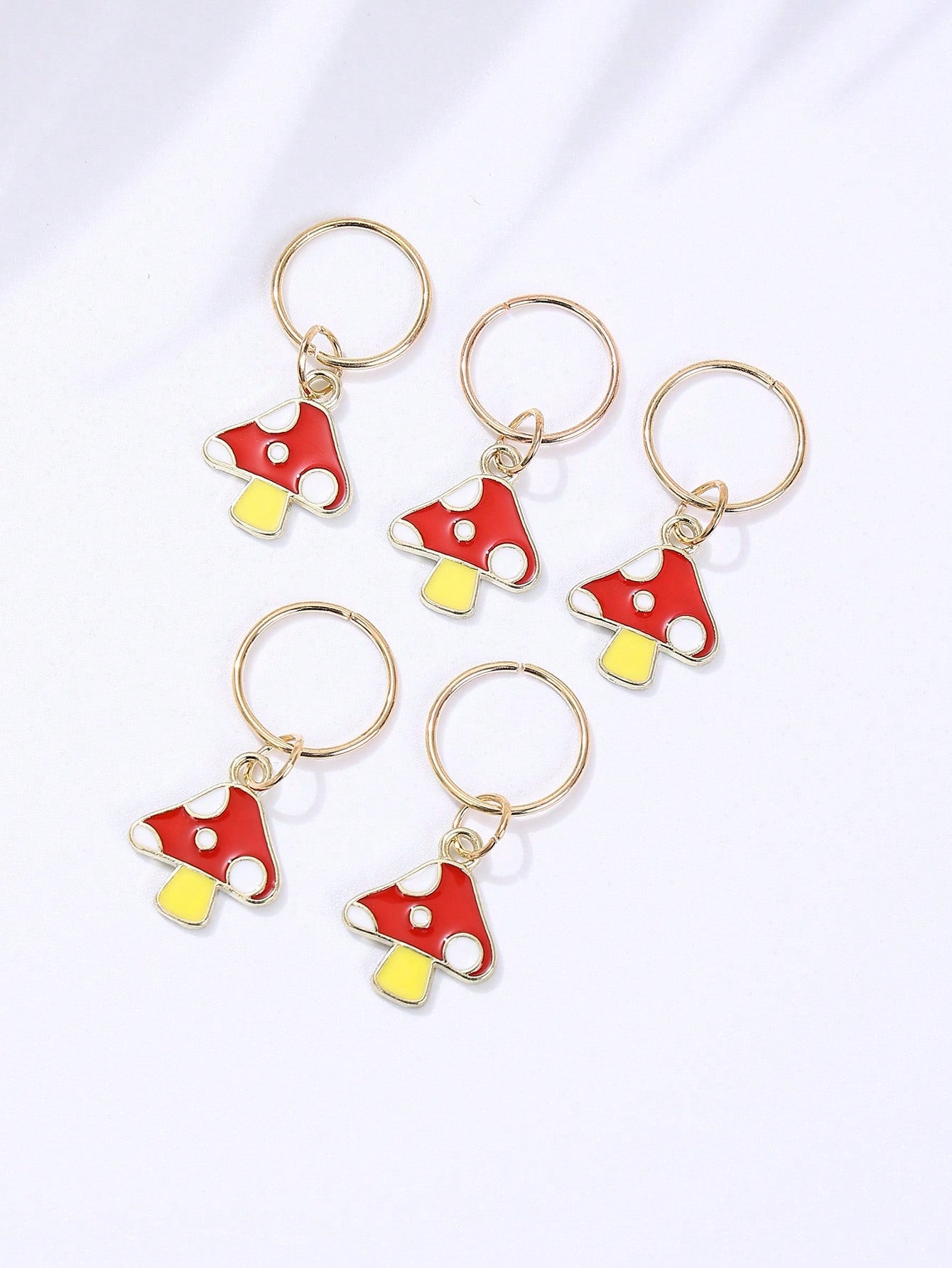 Anillo de pelo de moda con decoración de setas Fairycore para decoración del cabello, 5 piezas