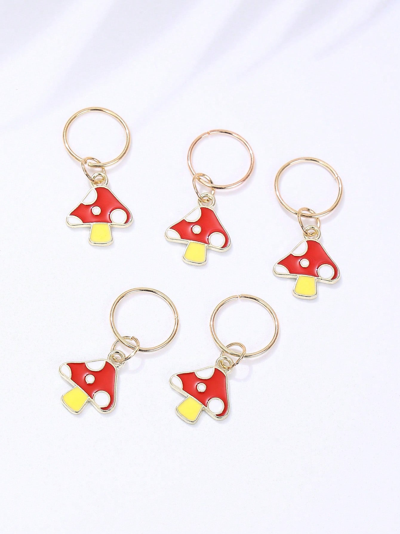 Anillo de pelo de moda con decoración de setas Fairycore para decoración del cabello, 5 piezas