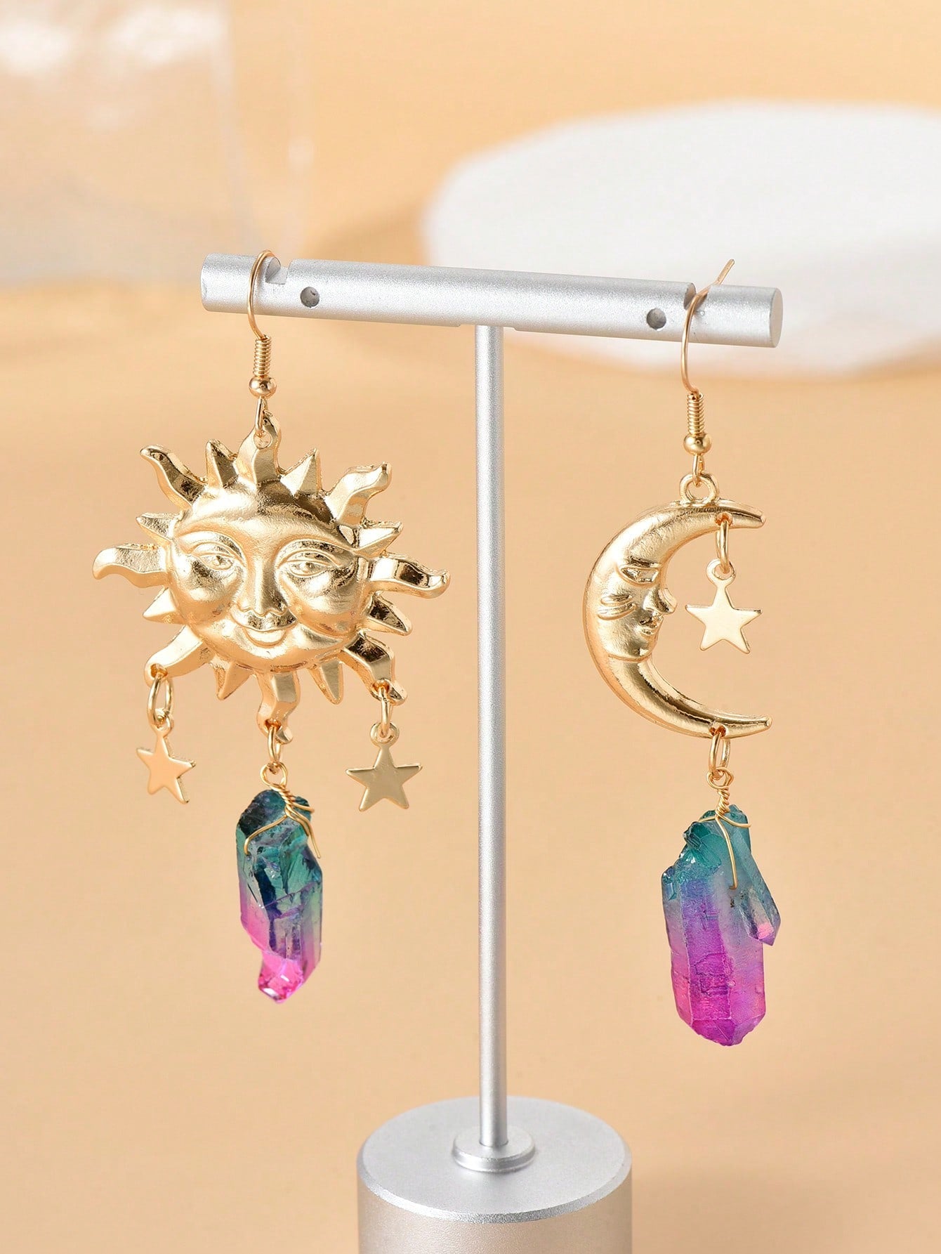 Pendientes colgantes de sol y luna celestiales