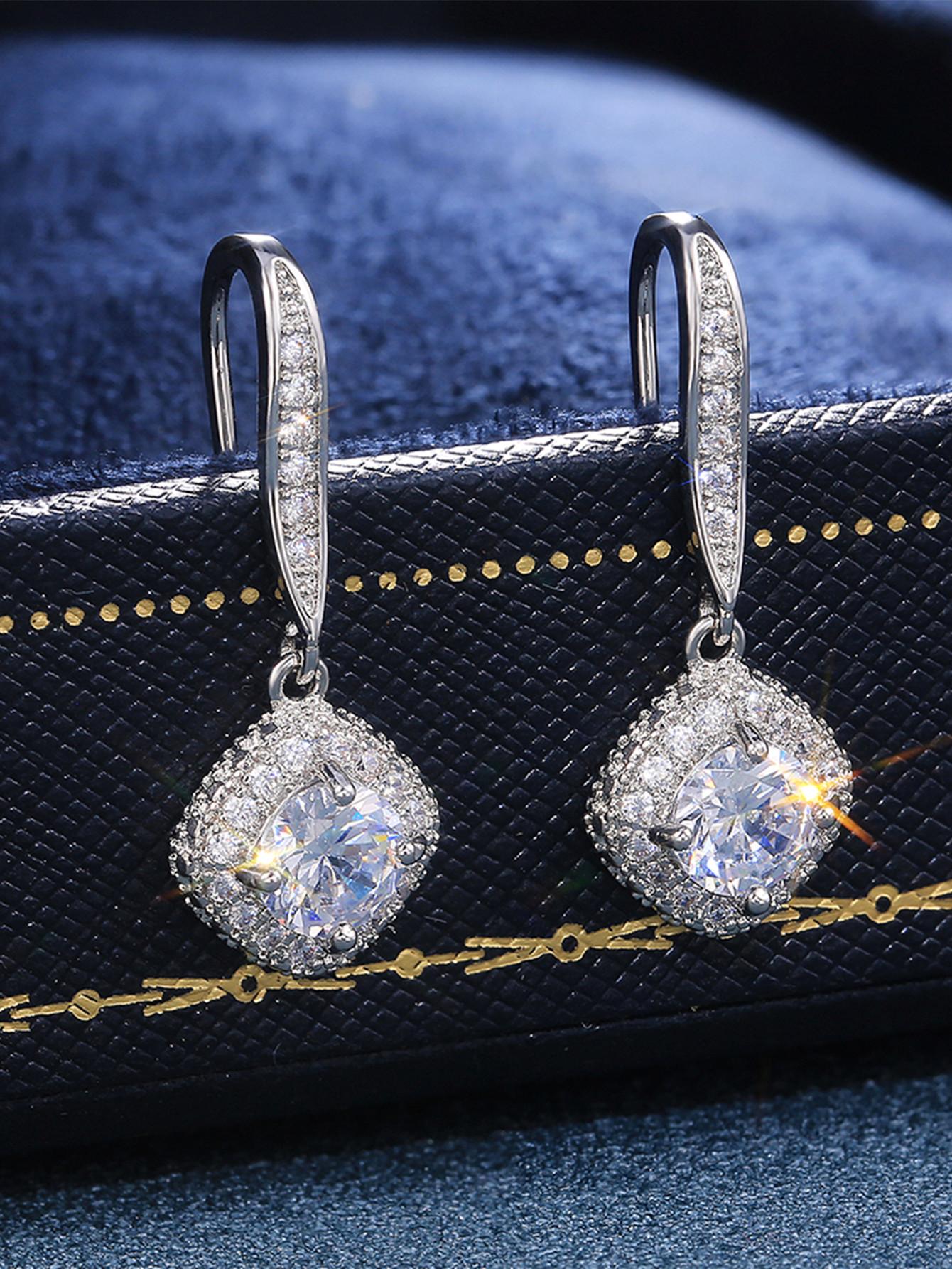 Pendientes colgantes de circonita cúbica de sirena vintage