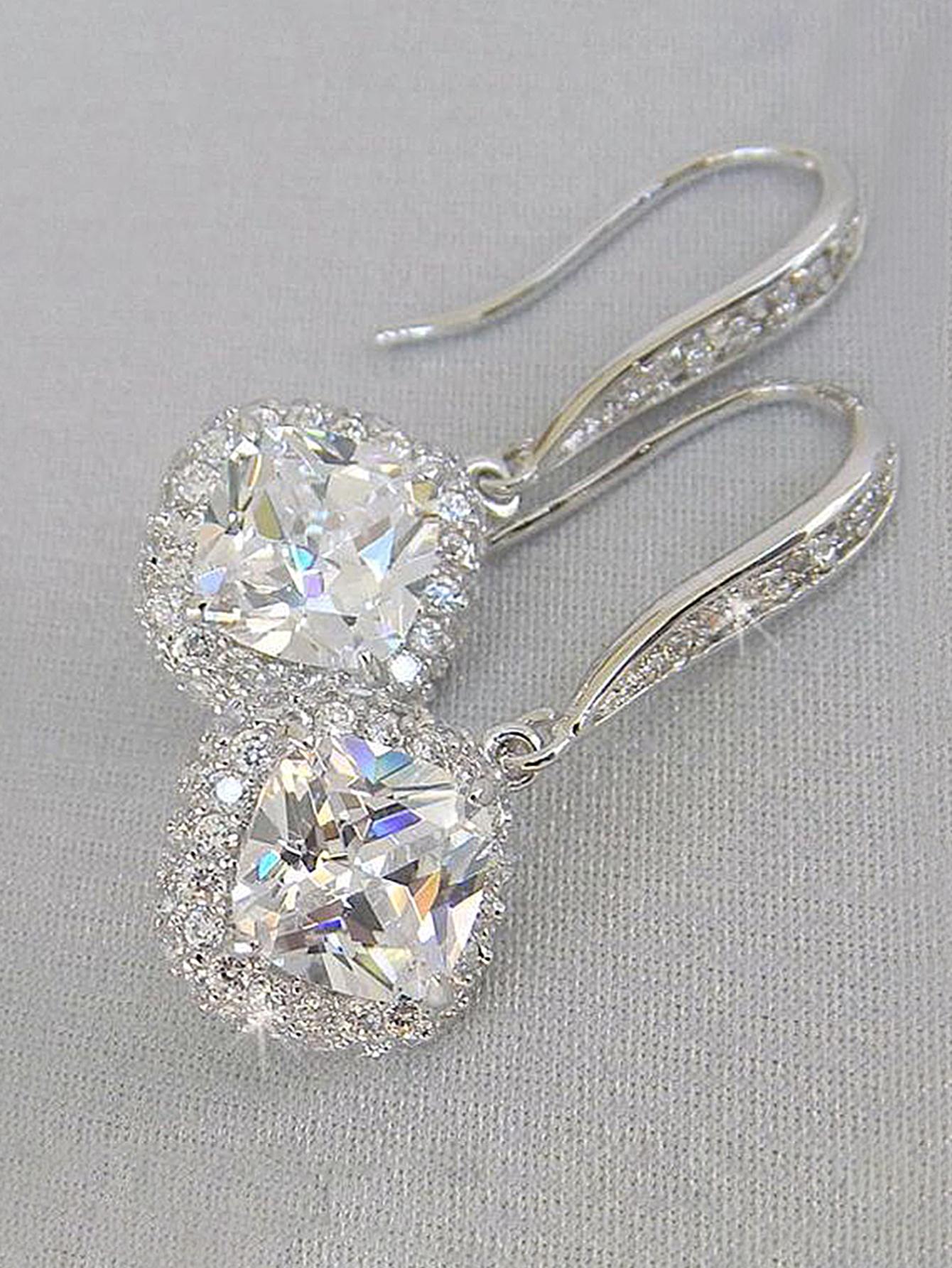 Pendientes colgantes de circonita cúbica de sirena vintage