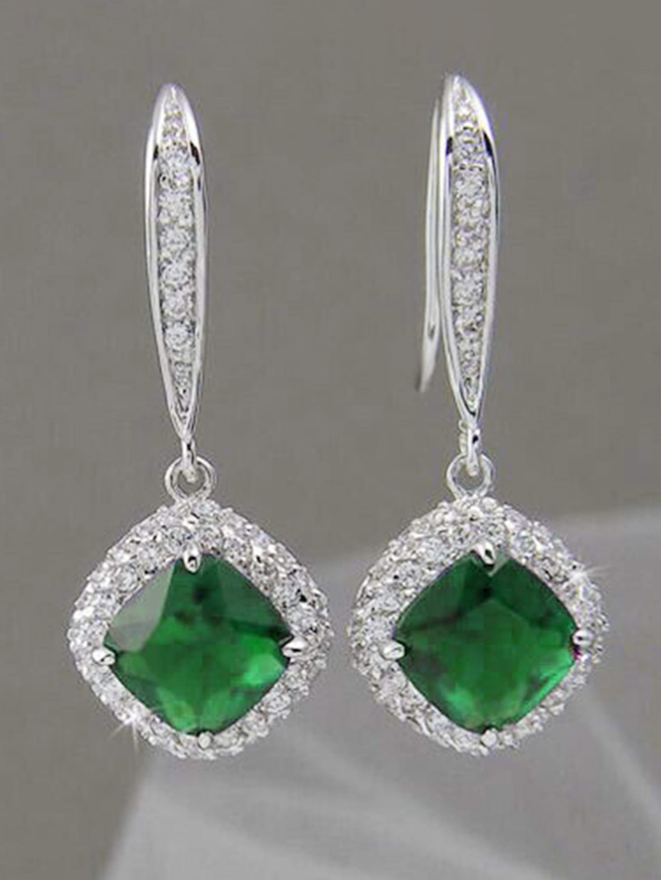 Pendientes colgantes de circonita cúbica de sirena vintage