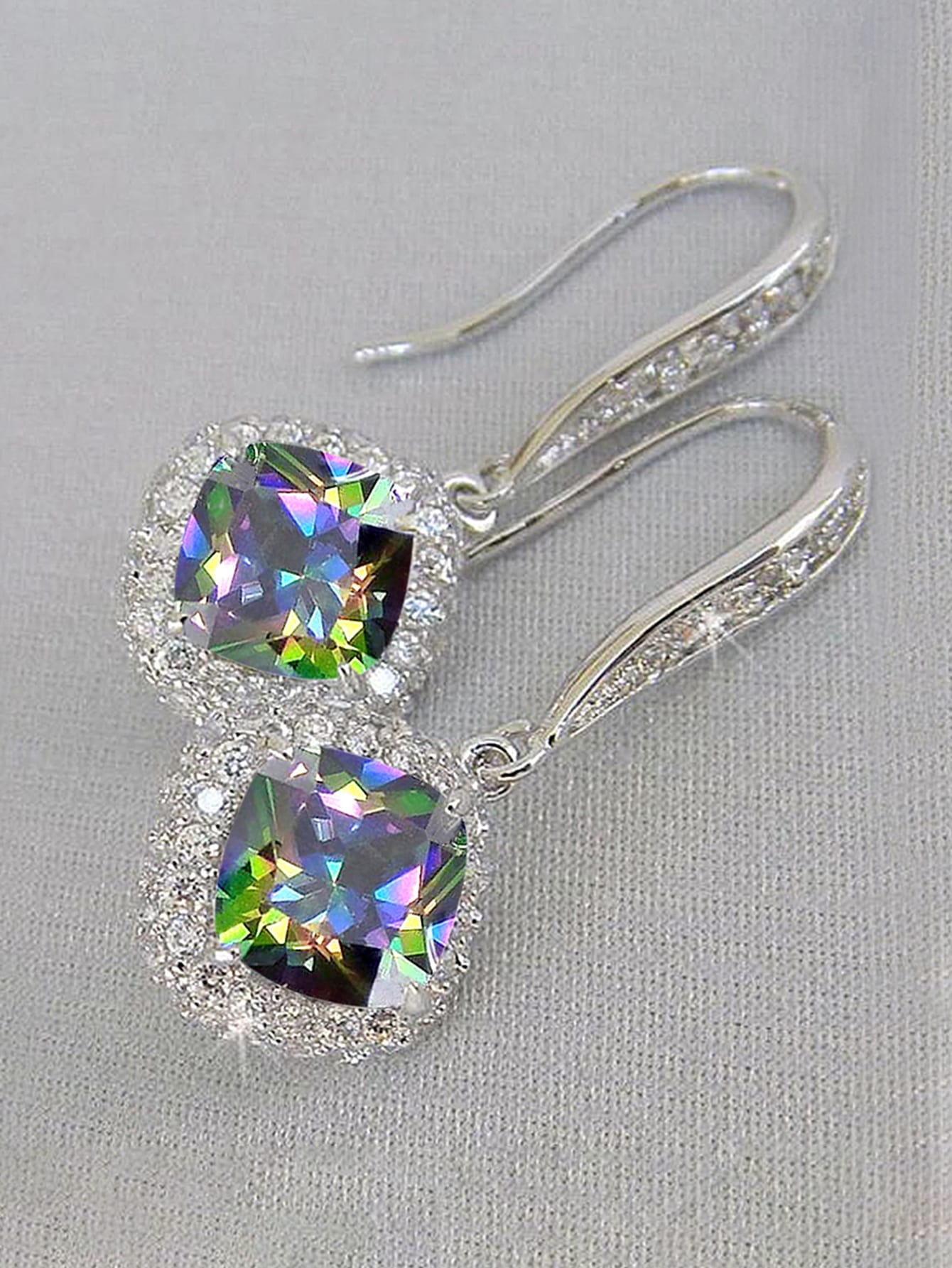 Pendientes colgantes de circonita cúbica de sirena vintage