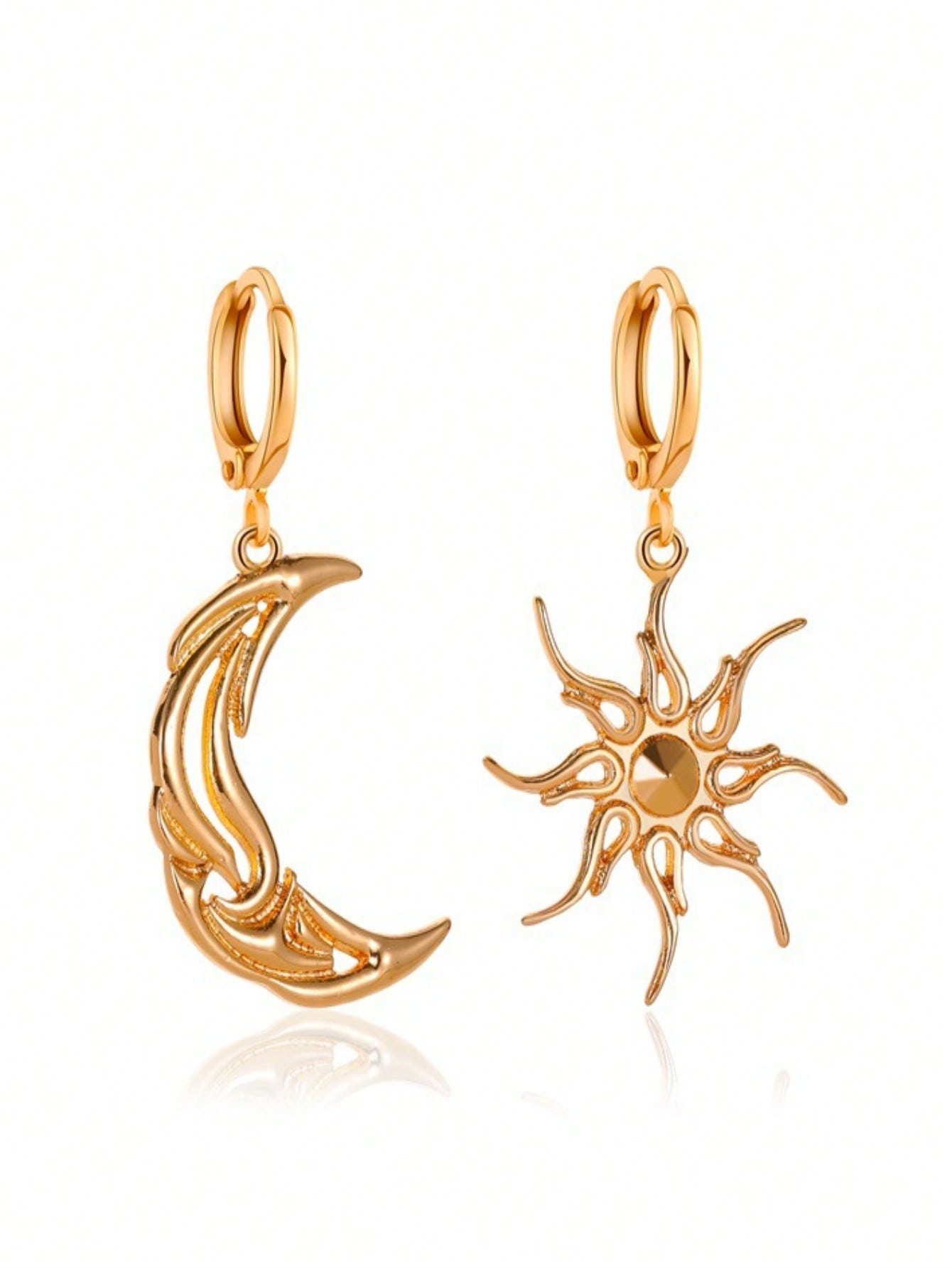 Pendientes colgantes no coincidentes Celestial Sun Moon Aleación de zinc