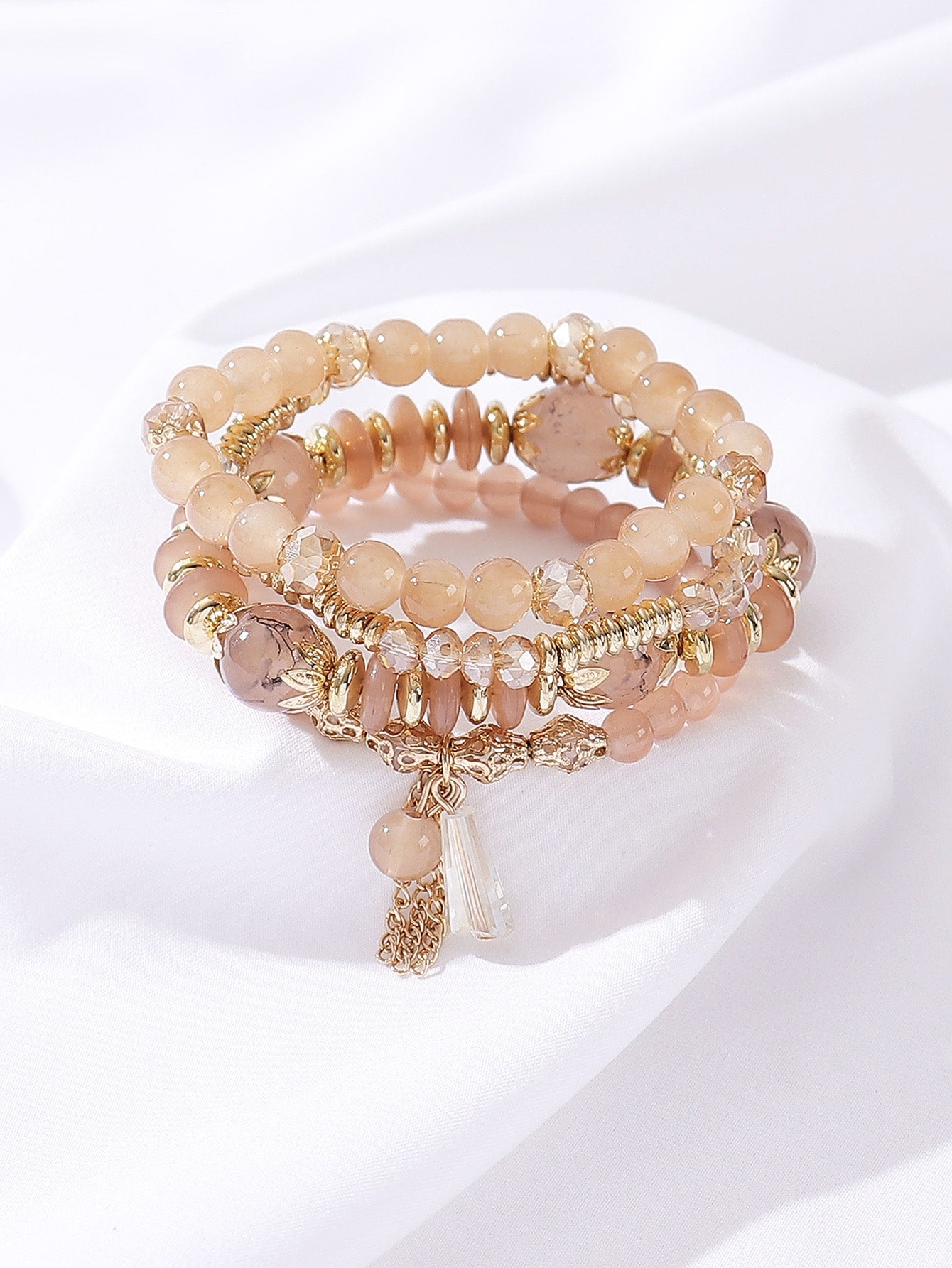 4 Piece set Tree Charm Beaded Bracelet
