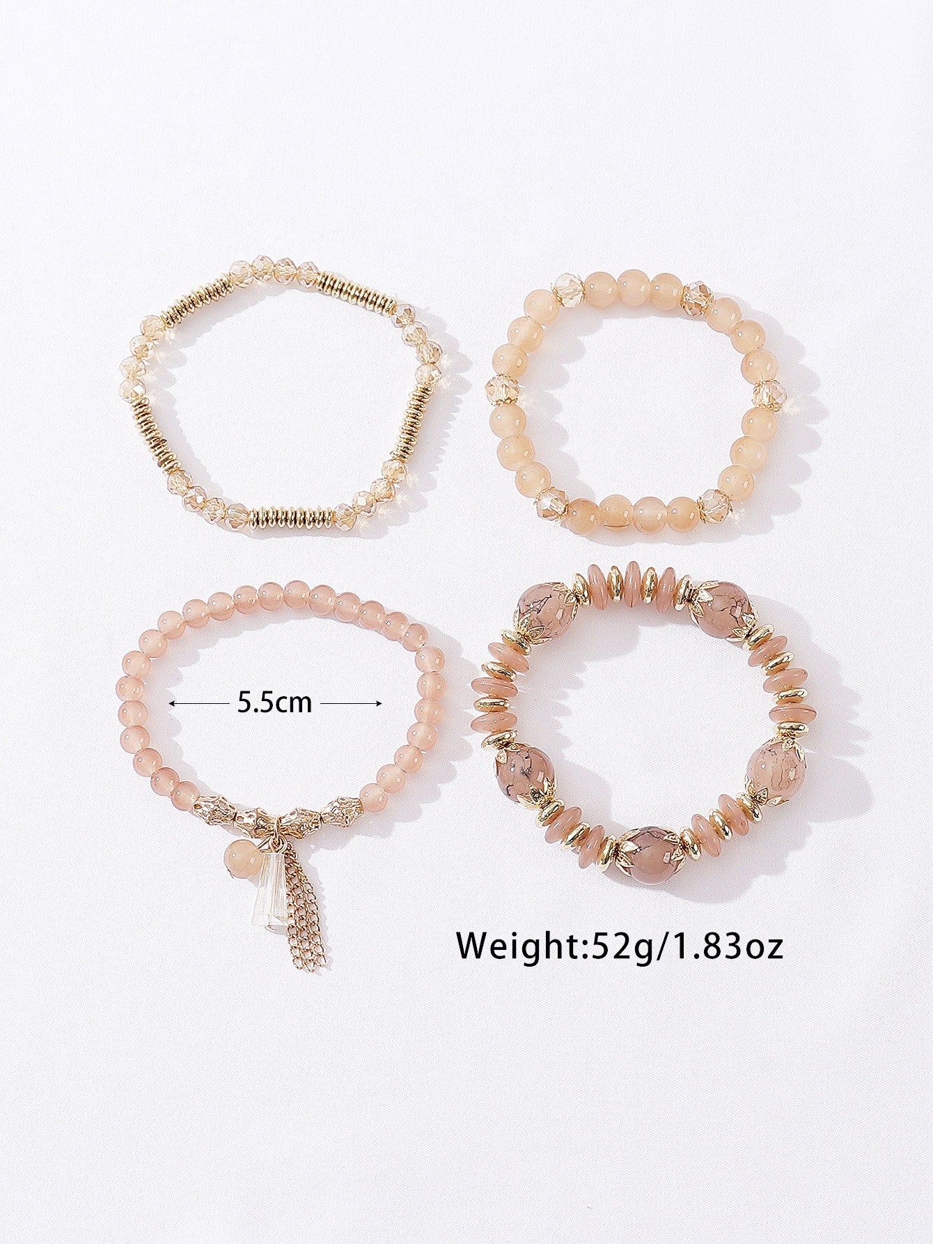 4 Piece set Tree Charm Beaded Bracelet