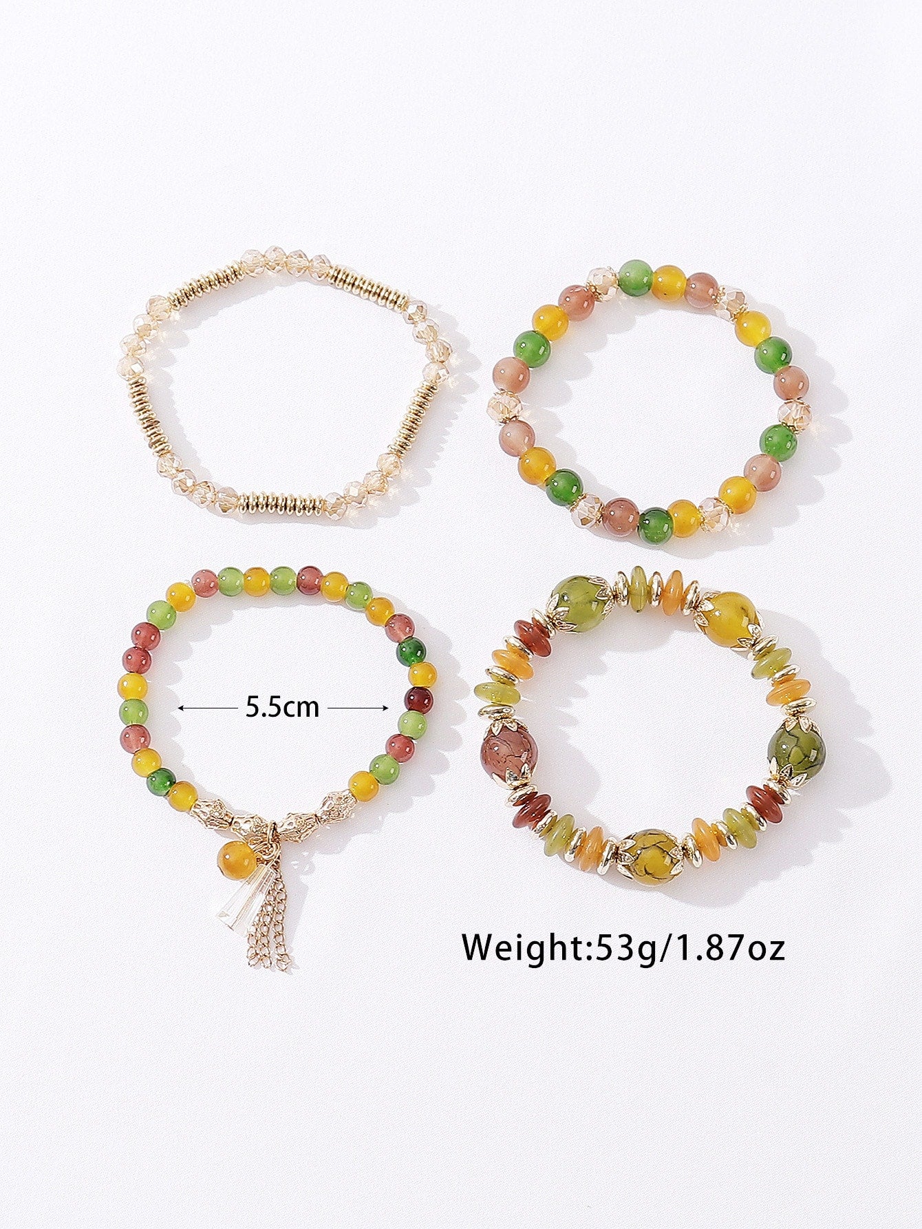 4 Piece set Tree Charm Beaded Bracelet