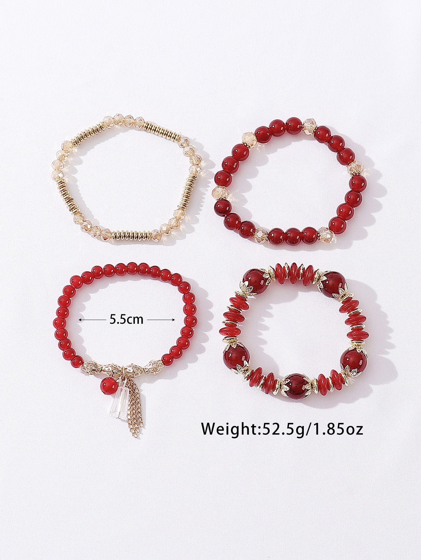 4 Piece set Tree Charm Beaded Bracelet