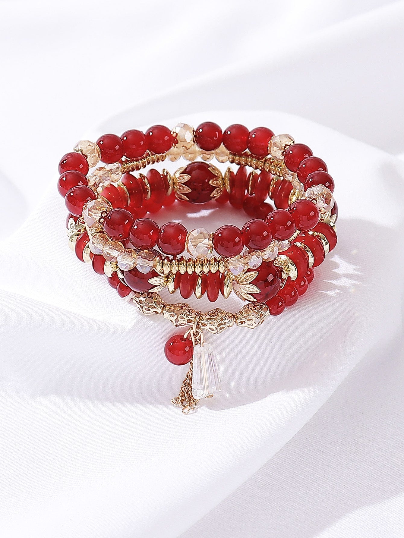 4 Piece set Tree Charm Beaded Bracelet