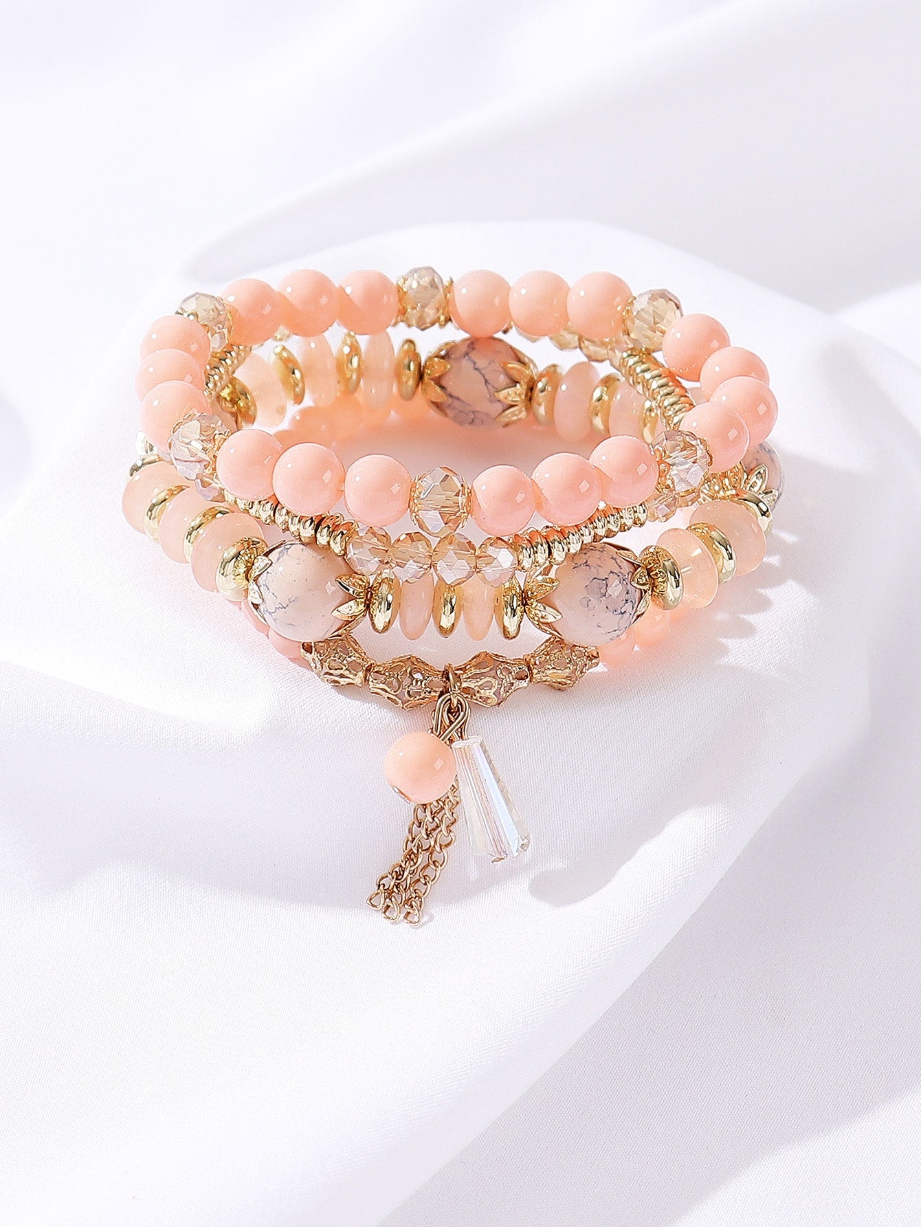 4 Piece set Tree Charm Beaded Bracelet
