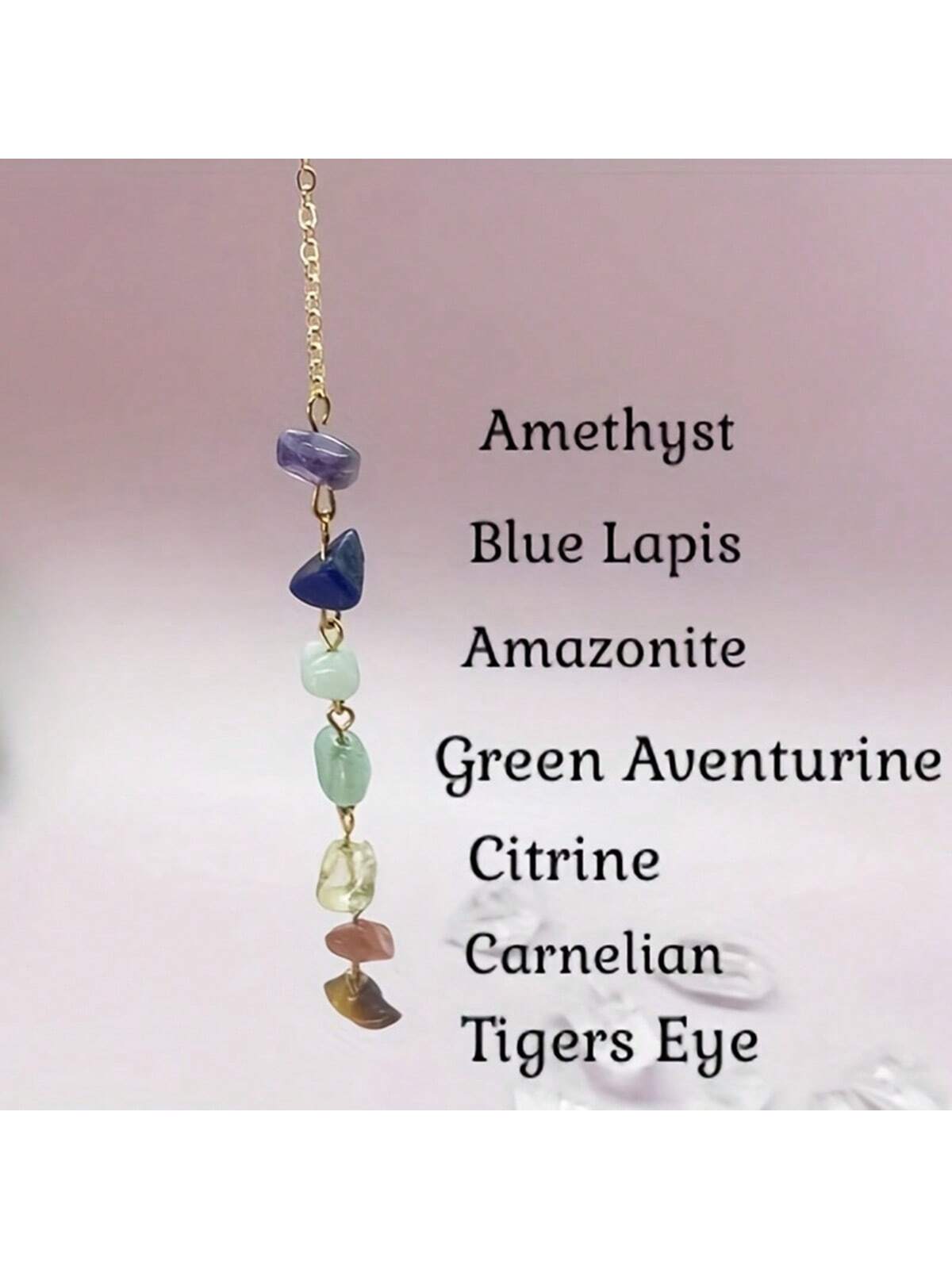Seven Chakra Healing Crystal Stone Necklace