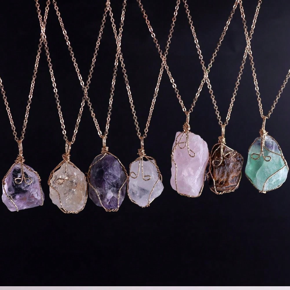 Natural Raw Stone Pendant Necklace