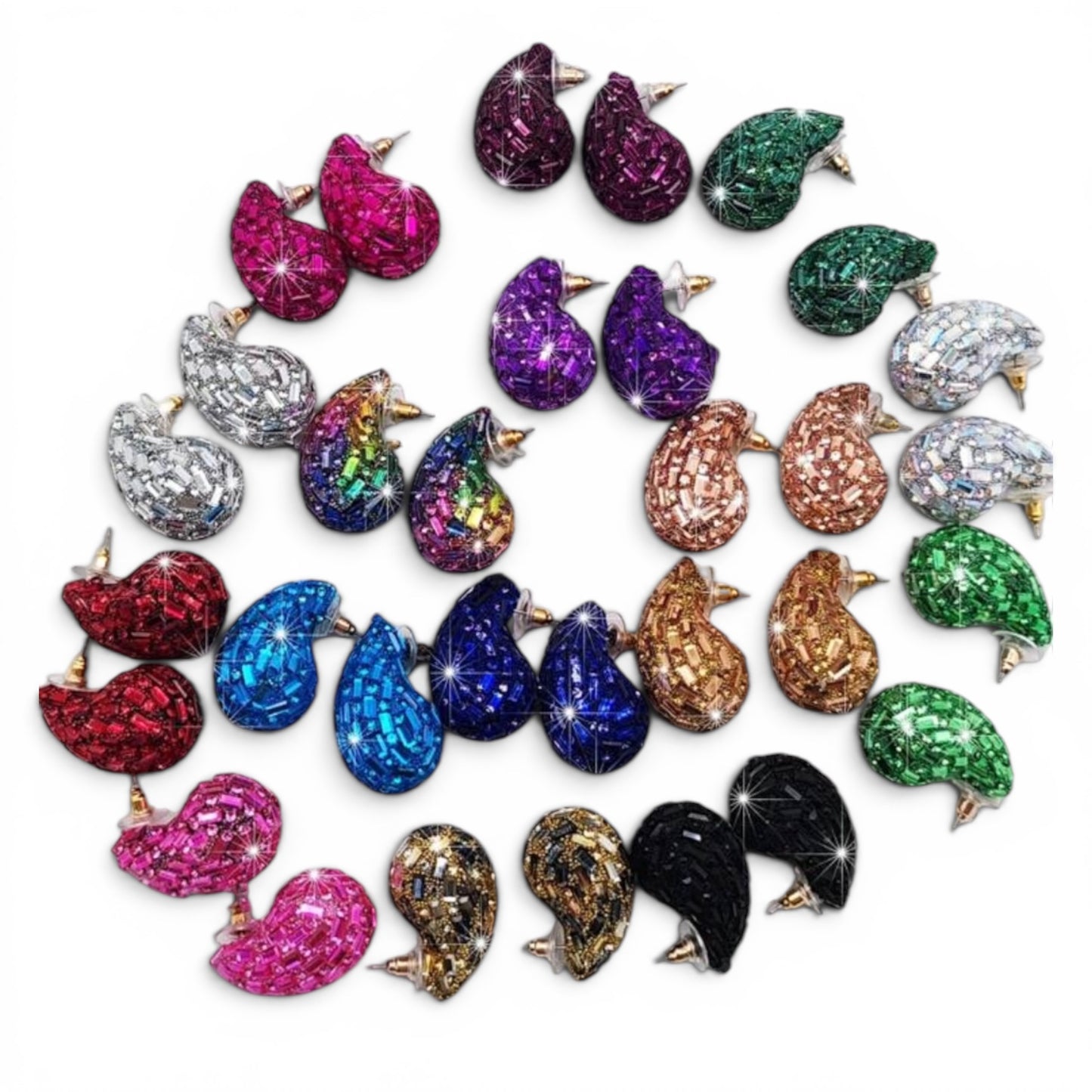 Glass Rhinestone Water Drop Stud Earrings