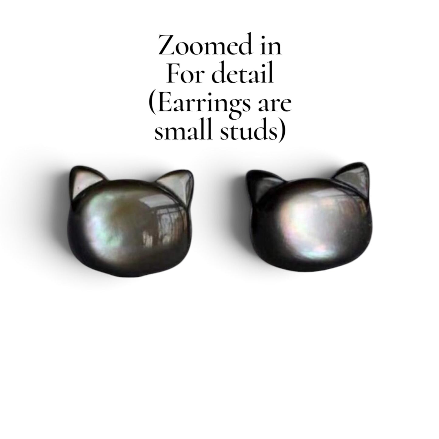 Tiny Cat Studs- White or Black- Sterling Silver
