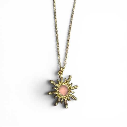 Celestial Sunstone Necklace Pink