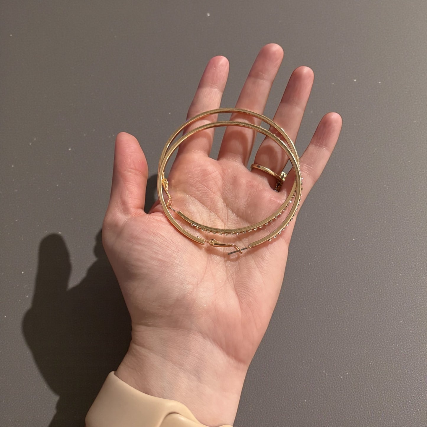 Large Gold Hoops With Bling