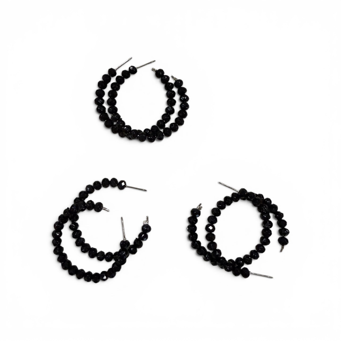 Blink Twice Black Beaded Hoop Earrings