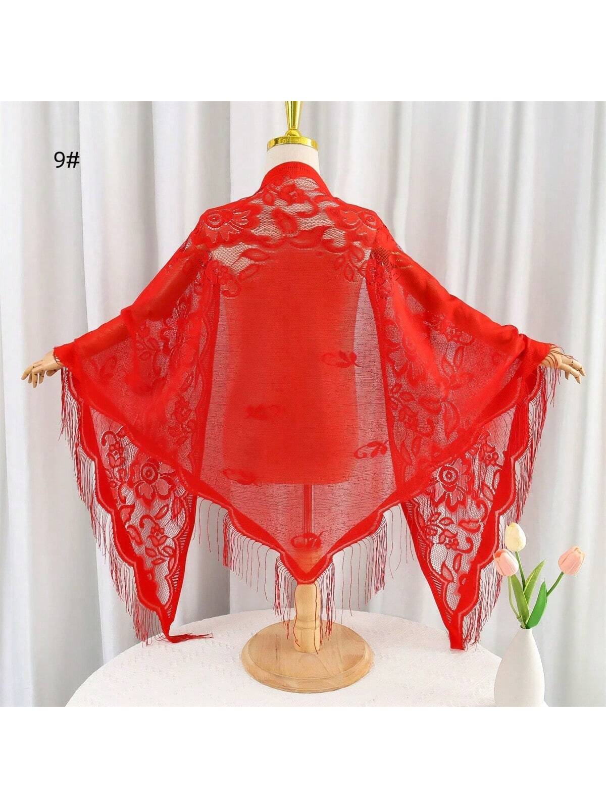 Wrap Me Up Lace Tassel Shawl
