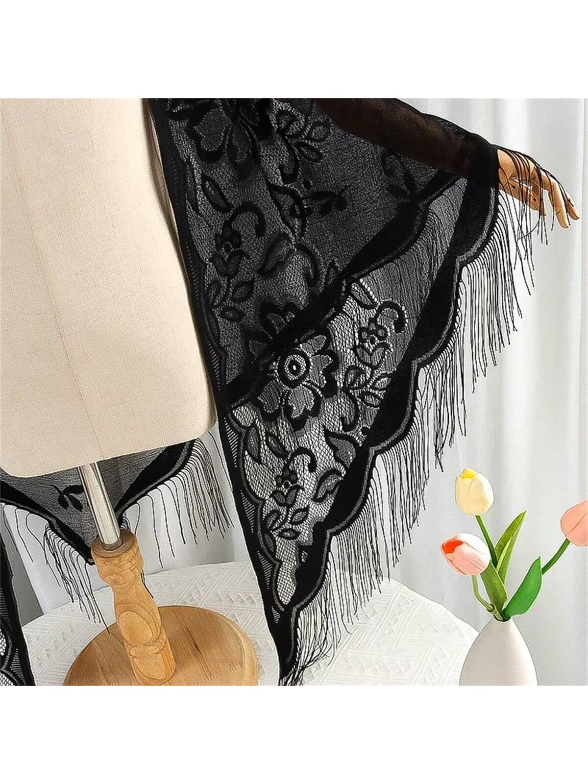 Wrap Me Up Lace Tassel Shawl
