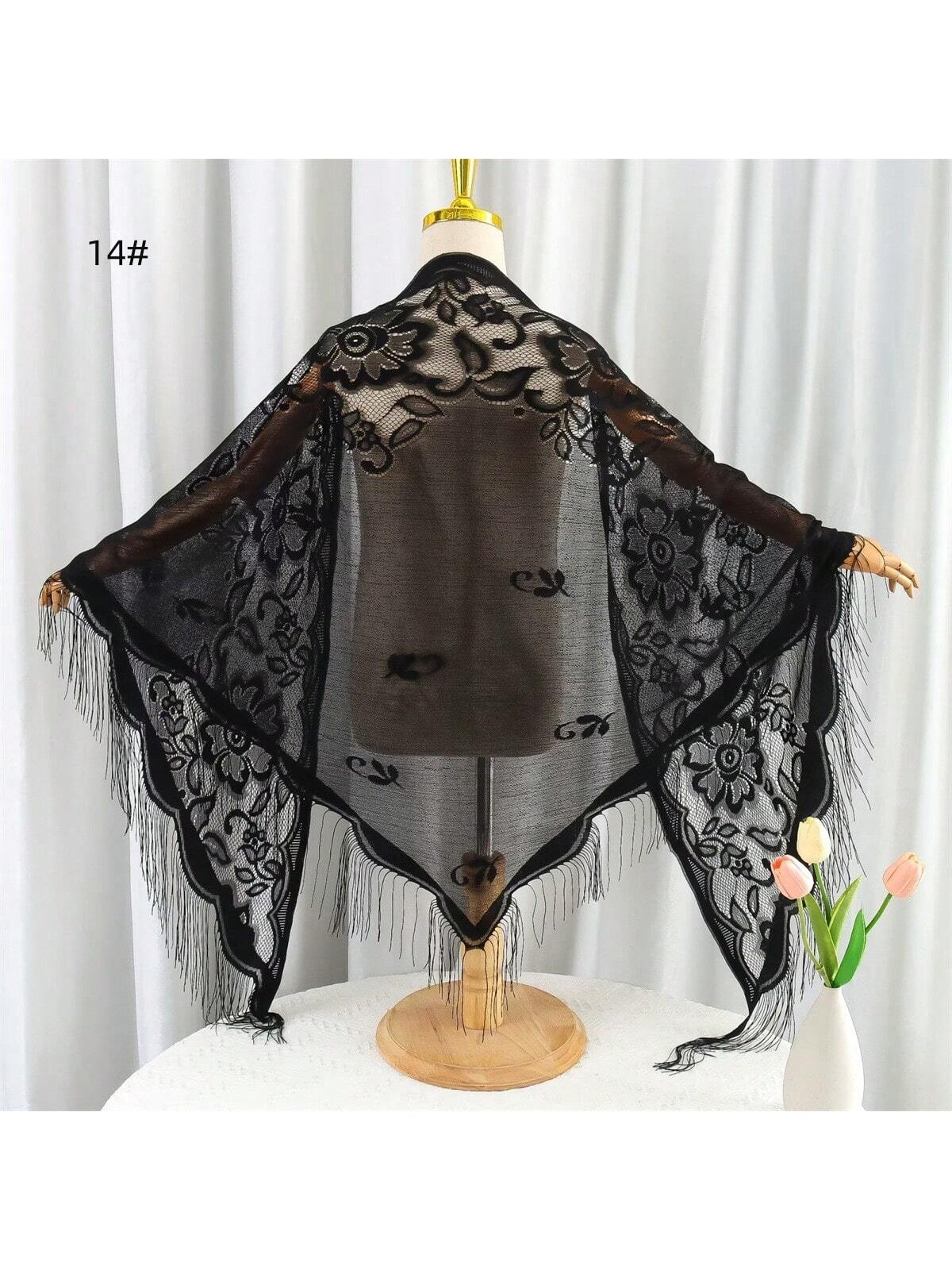 Wrap Me Up Lace Tassel Shawl