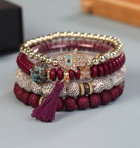Hamsa Hand Stacked Bracelet