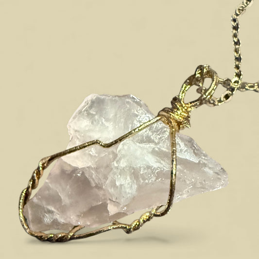 Raw Rose Quartz Necklace