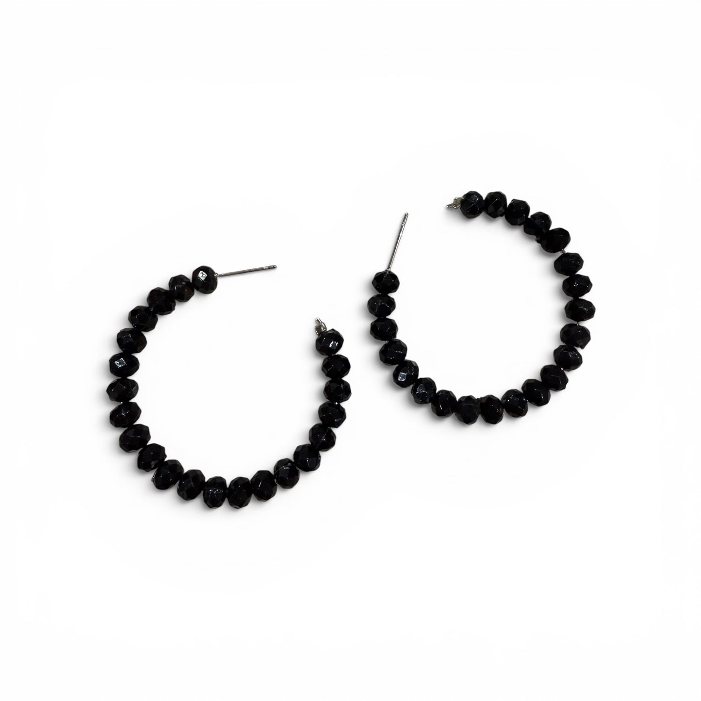 Blink Twice Black Beaded Hoop Earrings