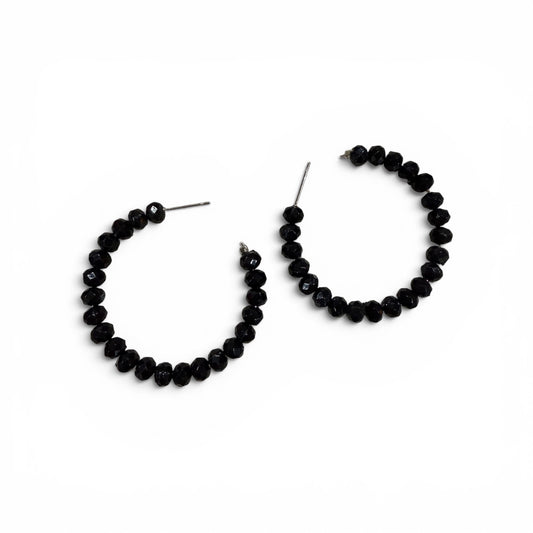 Blink Twice Black Beaded Hoop Earrings