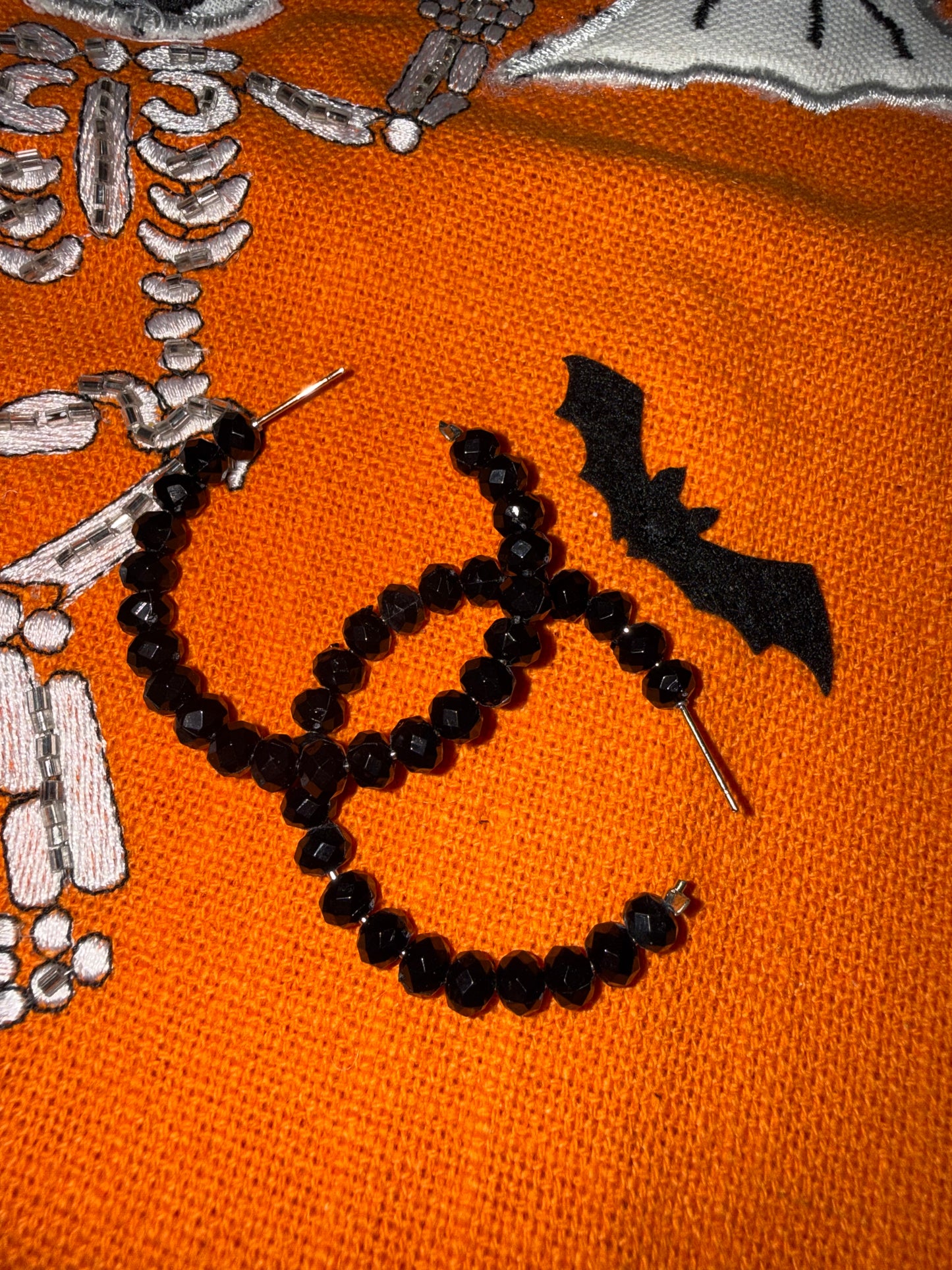 Blink Twice Black Beaded Hoop Earrings