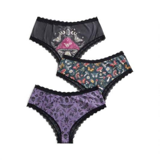 Goth Plus Skull/Mushroom Pantie 3pc Set