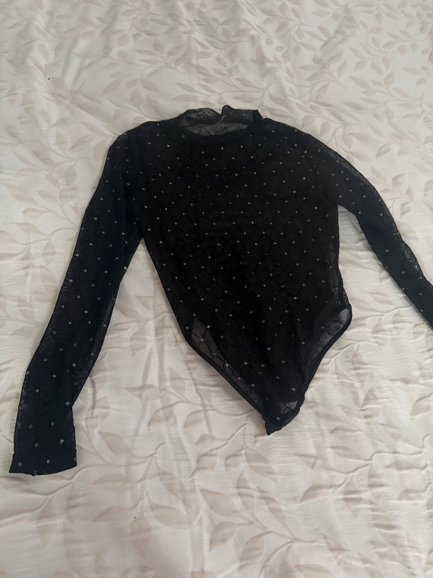 Black Bling Long Sleeve Bodysuit