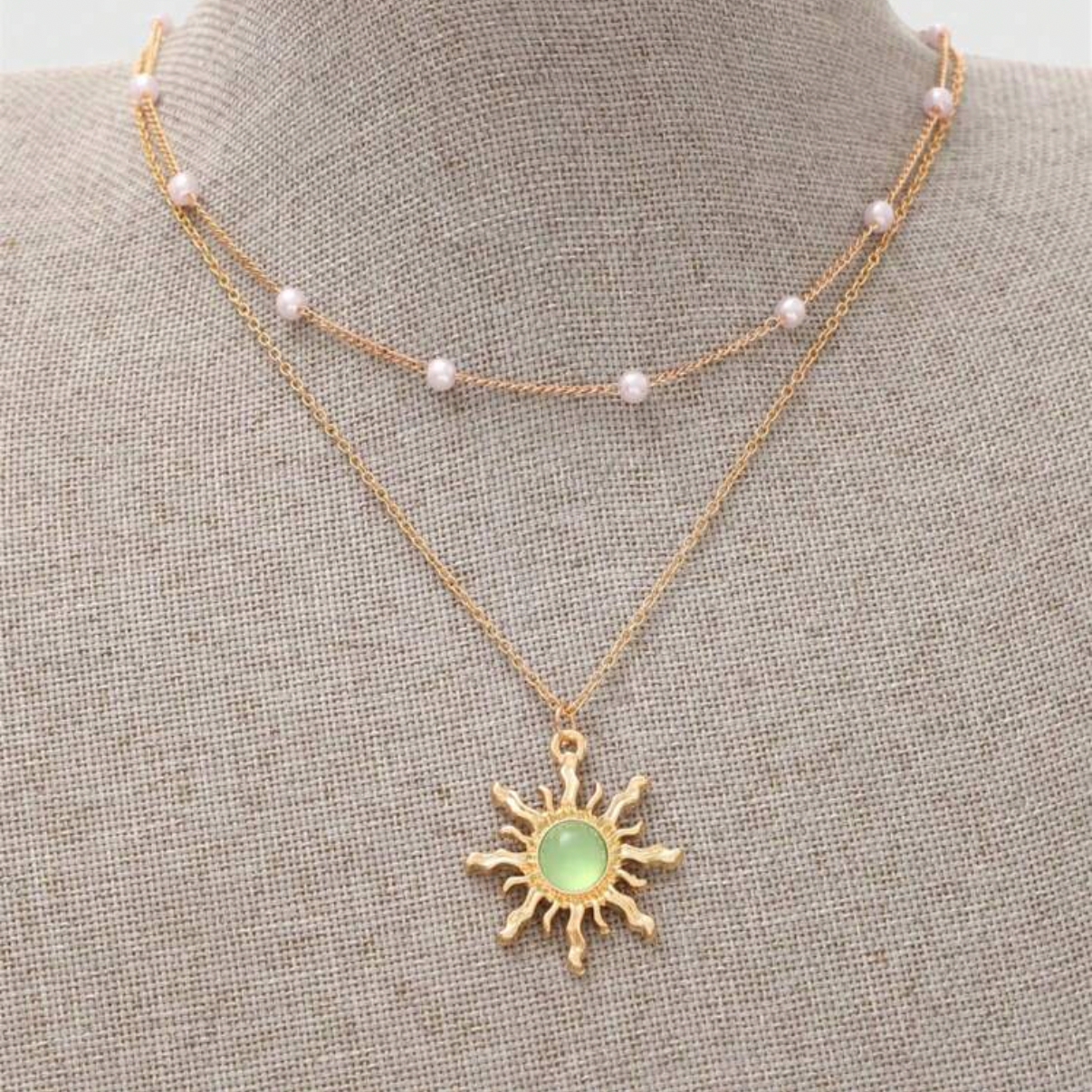 Verdant Sun Layered Necklace Set
