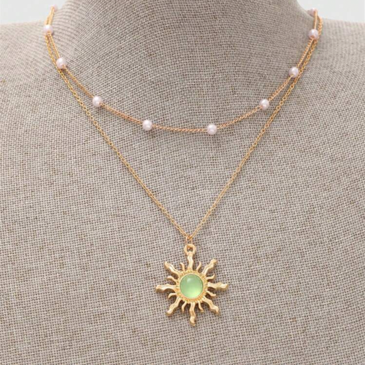 Verdant Sun Layered Necklace Set