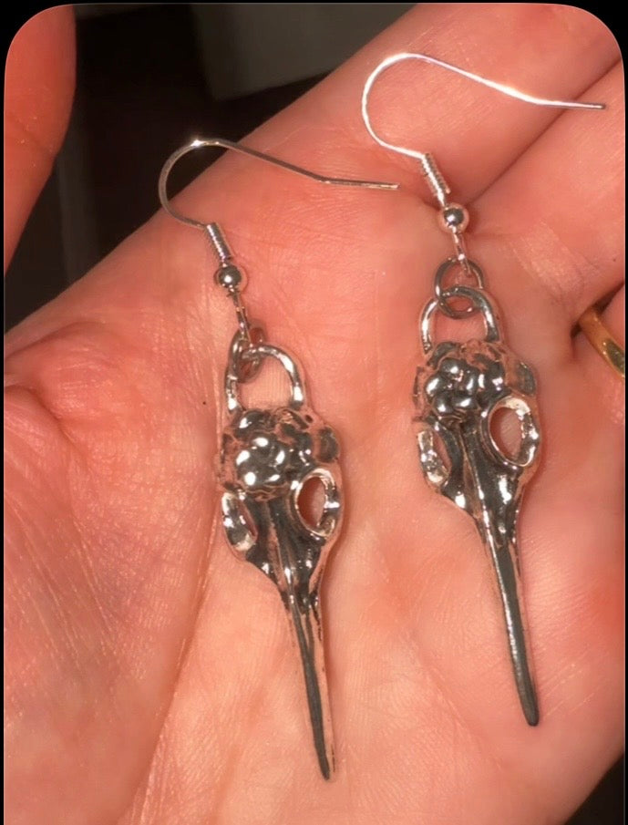 Ravens Relic Silver Earrings